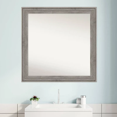 31" X 31" Non-Beveled Regis Barnwood Gray Wood Bathroom Wall Mirror - Amanti Art 10 31" X 31" Non-Beveled Regis Barnwood Gray Wood Bathroom Wall Mirror - Amanti Art - Image 8
