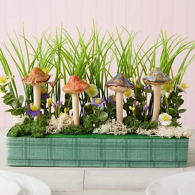 4-Pack Of Outdoor Miniature Ceramic Mushrooms For Garden Planter Decorations, Fairy Figurines For Pots, Outside, Yard, Plant Decor, 5 Inches In Height 5 4-Pack Of Outdoor Miniature Ceramic Mushrooms For Garden Planter Decorations, Fairy Figurines For Pots, Outside, Yard, Plant Decor, 5 Inches In Height - Image 3