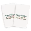 2pk Happy Holidays Hand Towel Set White - Linum Home Textiles