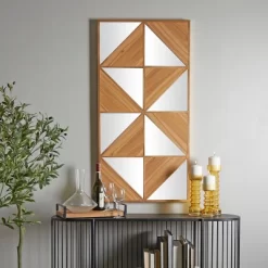 Wood Geometric Triangle Mirrored Wall Decor Light Brown - Novogratz -Northlight Store GUEST 97b4cf5f 3e7c 4597 86b0 4ef534e048a6
