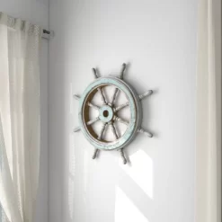 Wood Sail Boat Ship Wheel Wall Decor With Distressing Blue - Olivia & May 37 Wood Sail Boat Ship Wheel Wall Decor With Distressing Blue - Olivia & May -Northlight Store GUEST 985af159 21cd 4f67 a163 42624a5884ad