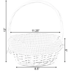 Wickerwise White Round Willow Gift Basket, With Gingham Liner And Handles -Northlight Store GUEST 98b18849 8c6b 46ba 84cd 54f55f0f271a