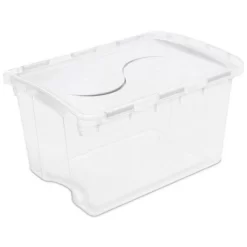 Sterilite 48 Quart Multipurpose Stackable Storage Box Tote Container With Hinged Lid And Handles For Home And Office Organization, Clear (6 Pack)