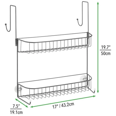 MDesign Metal Bathroom Over Door Hanging Shower Caddy, X-Wide 9 MDesign Metal Bathroom Over Door Hanging Shower Caddy, X-Wide - Image 7