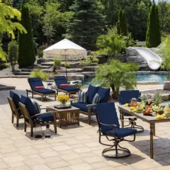 2pk Square Aurora Stripe Outdoor Throw Pillows Sapphire - Arden Selections -Northlight Store GUEST 996a22ad a6a5 4701 abba 4cb3d967a4ad