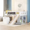 Wood Loft Bed With Slide, Cabinets, Blackboard, Desk And Chair-ModernLuxe -Northlight Store GUEST 99848eb3 f496 4e10 bb21 c4b5a1971953