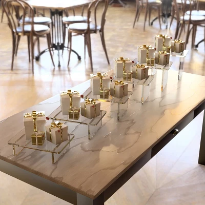 Azar Displays Clear Acrylic 22"W X 10"D X 6"H 1/2" Thick Deluxe Riser W/ Bumpers 7 Azar Displays Clear Acrylic 22"W X 10"D X 6"H 1/2" Thick Deluxe Riser W/ Bumpers - Image 5