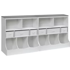 Combo Bin Storage Unit With Three Baskets - Solid White/Woodgrain Gray -Northlight Store GUEST 9a5346c7 0a5d 496a b283 a296e00c8137