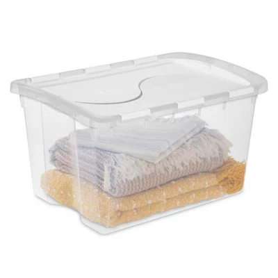 Sterilite 48 Quart Multipurpose Stackable Storage Box Tote Container With Hinged Lid And Handles For Home And Office Organization, Clear (6 Pack) 6 Sterilite 48 Quart Multipurpose Stackable Storage Box Tote Container With Hinged Lid And Handles For Home And Office Organization, Clear (6 Pack) - Image 4