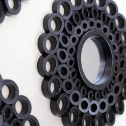 Northlight Set Of 3 Round Black Cascading Angular Orbs Mirrors 9.5"