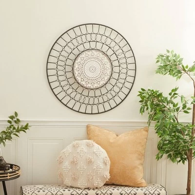 Metal Abstract Carved Design Wall Decor Black - Olivia & May 3 Metal Abstract Carved Design Wall Decor Black - Olivia & May