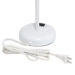 19.5" Bedside Power Outlet Base Metal Table Desk Lamp In White Fabric Shade - Creekwood Home -Northlight Store GUEST 9bda16d1 7f26 418b b84e f3e04bbc9d55