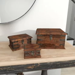 Set Of 3 Farmhouse Reclaimed Wood Boxes - Olivia & May -Northlight Store GUEST 9cd03afd ea23 474a 8b37 dfc7634bc15c