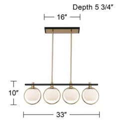 Possini Euro Design Carlyn Brass Black Linear Island Pendant Chandelier 33" Wide Modern White Glass Shade 4-Light LED Fixture For Dining Room Kitchen -Northlight Store GUEST 9db9d07e 0dff 4ca8 821a 97332964a524