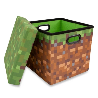 Ukonic Minecraft 13-Inch Fabric Storage Bin Cube Organizers With Lids | Set Of 4 6 Ukonic Minecraft 13-Inch Fabric Storage Bin Cube Organizers With Lids | Set Of 4 - Image 4