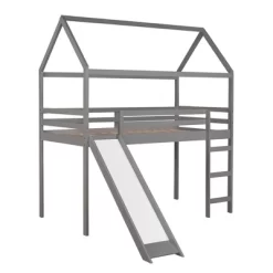 House Shape Twin Size Loft Bed With Slide, Gray - ModernLuxe 14 House Shape Twin Size Loft Bed With Slide, Gray - ModernLuxe -Northlight Store GUEST 9e4e39d5 9766 4bd9 b432 e95b3ceb7a43