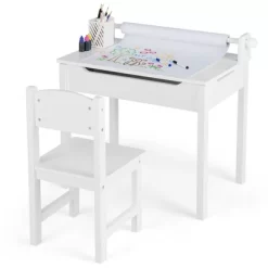 Costway Toddler Craft Table & Chair Set Kids Art Crafts Table WithPaper Roll Holder Grey/White -Northlight Store GUEST 9f332937 3d19 437c a01a 1d8f4cbe91f6