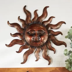 Metal Sun Wall Decor With Smiling Face And Curved Rays Copper - Olivia & May -Northlight Store GUEST 9f84a532 e48a 4d8a 84e2 d93b3ebff526