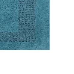 Racetrack Non-Slip Cotton Bath Rug 20" X 30" Aqua By Perthshire Platinum Collection