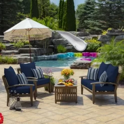 2pk Square Aurora Stripe Outdoor Throw Pillows Sapphire - Arden Selections -Northlight Store GUEST 9fd984b9 ef71 4efd ac41 928619de2599