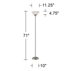 360 Lighting Maddox Modern Torchiere Floor Lamp 71" Tall Satin Nickel Silver Metal Alabaster Glass Shade For Living Room Bedroom Office House Home -Northlight Store GUEST a0047fa0 6c59 4489 88e9 354319fdff4d