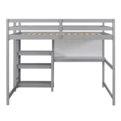 Wooden Loft Bed With Shelves, Desk And Writing Board - ModernLuxe -Northlight Store GUEST a0387c49 0004 4671 9635 0d67d3644662