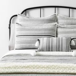 Textured Stripe Pillow Sham Dark Gray/Cream - Hearth & Hand™ With Magnolia -Northlight Store GUEST a0f8fe96 7ab4 46c3 ad09 b2250acbb400