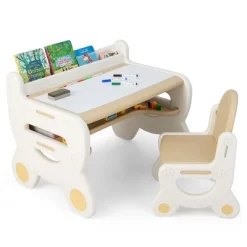 Costway Kids Drawing Table & Chair Set For Reading Playing With Pens & Blackboard Eraser Blue/Brown 23 Costway Kids Drawing Table & Chair Set For Reading Playing With Pens & Blackboard Eraser Blue/Brown -Northlight Store GUEST a20f7954 7490 4aaf bd5f 133ec2678939