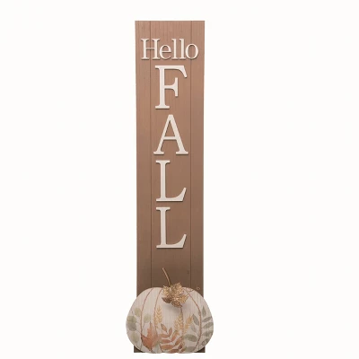 Transpac Wood Brown Harvest Hello Fall Porch Decor 3 Transpac Wood Brown Harvest Hello Fall Porch Decor