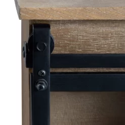 22" X 28" Barnhardt Decorative Wooden Wall Cabinet With Sliding Glass Door Rustic Brown - Kate & Laurel All Things Decor