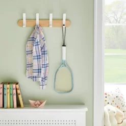 Metal And Wood Hanging Kids' Wall Hooks White - Pillowfort™