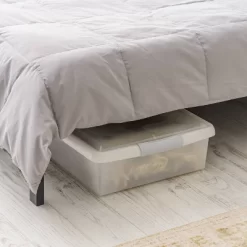 IRIS 40qt Underbed Plastic Storage Container With Lid And Buckles Clear