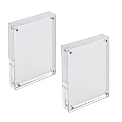 Azar Displays Clear Acrylic Magnetic Photo Block Frame Set With TWO 5x7 Size Frames
