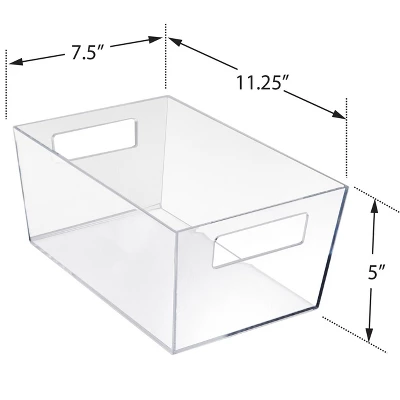 Azar Displays Large Organizer Storage Tote Bin With Handle 11.25"W X 7.5"D X 5"H, 4-Pack 4 Azar Displays Large Organizer Storage Tote Bin With Handle 11.25"W X 7.5"D X 5"H, 4-Pack - Image 2