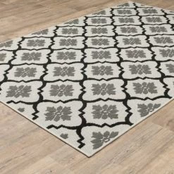 Trinity Floral Trellis Patio Area Rug Beige/Black - Captiv8e Designs -Northlight Store GUEST a89ca5bc 5d8f 427f b6b3 820738901885