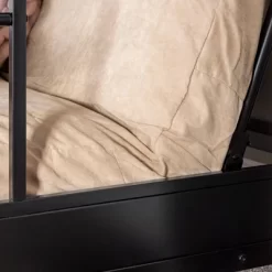 Twin Over Futon Analise Metal Bunk Bed Black - Saracina Home -Northlight Store GUEST aa2d1e2d b75c 4bdb 9c73 1846806f43c6