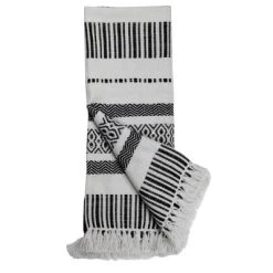 Boho Pattern Hand Woven 50 X 60 Inch Outdoor Safe Throw Blanket With Hand Tied Tassels - Foreside Home & Garden