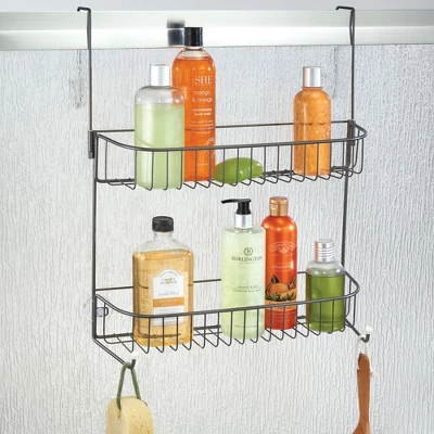 MDesign Metal Bathroom Over Door Hanging Shower Caddy, X-Wide 8 MDesign Metal Bathroom Over Door Hanging Shower Caddy, X-Wide - Image 6
