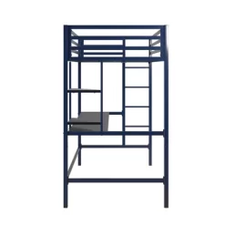 Twin Maxwell Metal Loft Bed With Desk & Shelves Blue/Black - Novogratz -Northlight Store GUEST ad68684f fd18 4423 a5a4 1e0d0881a576
