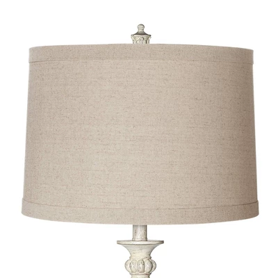 360 Lighting Vintage Shabby Chic Floor Lamp 60" Tall Antique White Washed Natural Linen Fabric Drum Shade For Living Room Reading Bedroom Office 5 360 Lighting Vintage Shabby Chic Floor Lamp 60" Tall Antique White Washed Natural Linen Fabric Drum Shade For Living Room Reading Bedroom Office - Image 3