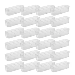 Sterilite 13538608 Narrow Storage Trays With Sturdy Banded Rim And Textured Bottom For Desktop And Drawer Organizing, Clear (24 Pack)