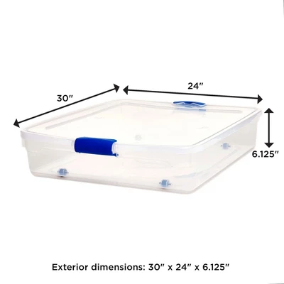Homz 56 Qt Full/Queen Underbed Clear Plastic Latching Storage Container 5 Homz 56 Qt Full/Queen Underbed Clear Plastic Latching Storage Container - Image 3