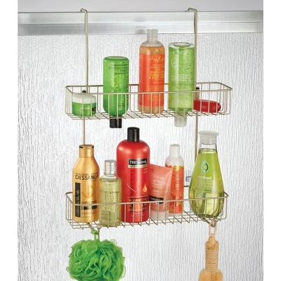 MDesign Wide Metal Over Door Hanging Shower Caddy, 2 Hooks And Baskets 3 MDesign Wide Metal Over Door Hanging Shower Caddy, 2 Hooks And Baskets