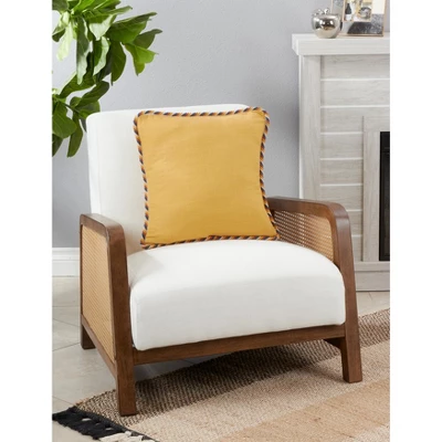 Saro Lifestyle Twisted Rope Trim Decorative Pillow Cover, Yellow, 18" 3 Saro Lifestyle Twisted Rope Trim Decorative Pillow Cover, Yellow, 18"