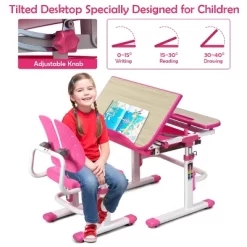 Costway Children Desk Chair Set Adjustable Study Table Drawer Winged Backrest Chair -Northlight Store GUEST aee8a052 8049 4cfa 9bf1 d38880088c9c