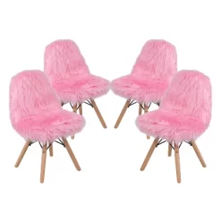 Emma And Oliver 4 Pack Kids Shaggy Dog Accent Chair - Desk Chair - Playroom Chair -Northlight Store GUEST af21f3e3 3d7b 4811 9836 c4f76da8cfc3