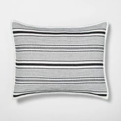 Textured Stripe Pillow Sham Dark Gray/Cream - Hearth & Hand™ With Magnolia -Northlight Store GUEST b0608181 3b6d 4688 8af4 76eb9e213a88