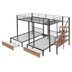 Full Over Twin-Twin Triple Bunk Bed With Drawers And Staircase - ModernLuxe -Northlight Store GUEST b27b25a3 b266 4214 a544 3fe0734c6339
