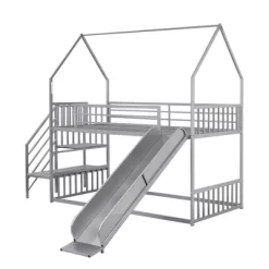 Twin Over Twin Metal Bunk Bed House Bed With Slide And Staircase-ModernLuxe 15 Twin Over Twin Metal Bunk Bed House Bed With Slide And Staircase-ModernLuxe -Northlight Store GUEST b2d46235 fb66 49e4 a2a8 7d621fc24610