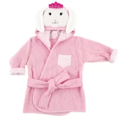 Hudson Baby Infant Girl Cotton Animal Face Bathrobe, Princess Bunny, 0-9 Months